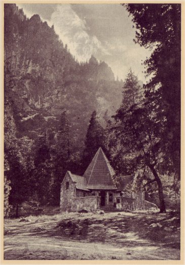 Le Conte Memorial Lodge, built by the Sierra Club, in Yosemite Valley, to preserve lore of the park. PHOTO BY ANSEL ADAMS