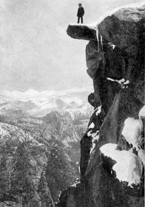 Galen Clark on Overhanging Rock, Glacier Point, by George Fiske