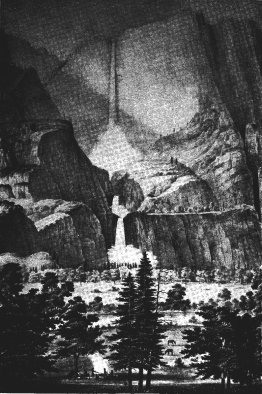 First published sketch of a Yosemite scene by Thomas Ayres, 1855