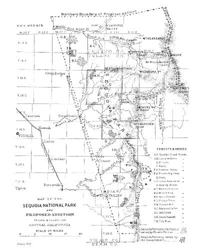 [Map of the Sequoia National Park and proposed addition]