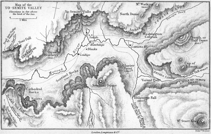 Yosemite Valley map, 1972