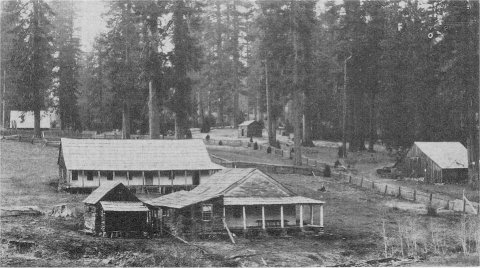 Hodgdon’s historic ranch and stage coach stop on old Big Oak Flat Road (running along fence) present Crane Flat Road runs at right angles to it at lower right