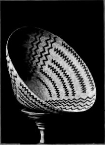 TULARE BASKET IN PLIMPTON COLLECTION, SAN DIEGO. The zigzag line represents lightning, the meanderings of a stream, or the barbs of a Yucca palm.
