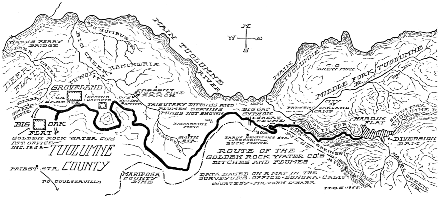 Route of the Golden Rock Water Co.'s Ditches and Flumes
