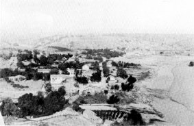 Knight’s Ferry probably in the 1870’s. The original bridge was destroyed by the flood of 1862 and rebuilt in 1863.