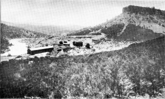 O’Brynes Ferry Bridge. The construction of the Tulloch Dam and flooding of reservoir destroyed this landmark in 1958.