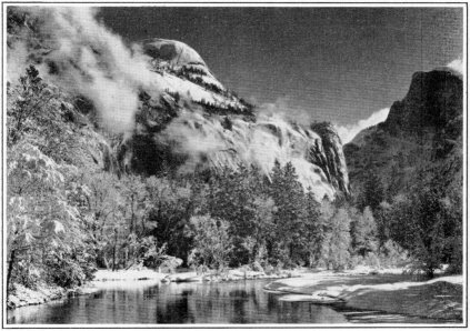 North Dome and the Merced River in Winter