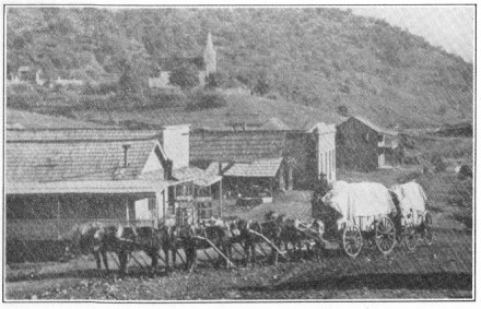 John Gilmore, with his team, entering Mariposa, 1879.