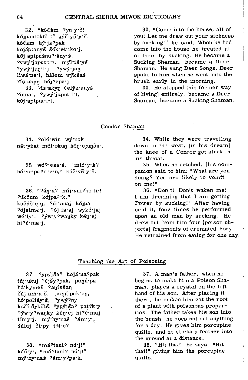 Texts: Condor Shaman, Teaching the art of poisoning (Page 64)