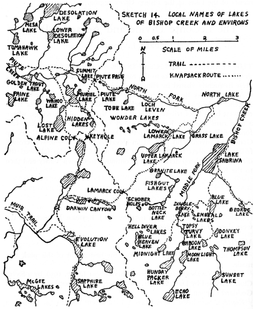 Sketch 14. Local Names of Lakes of Bishop Creek and Environs