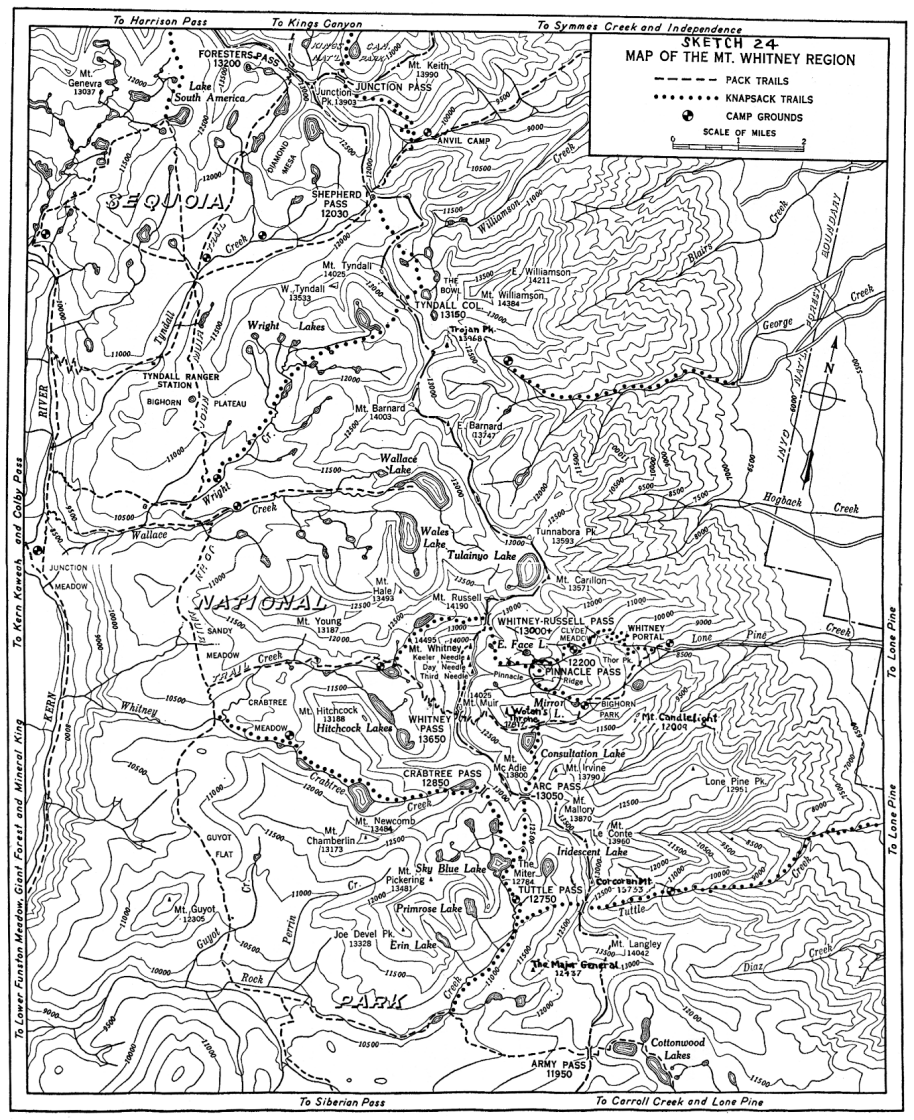 Sketch 24. Map of the Mt. Whitney Region.