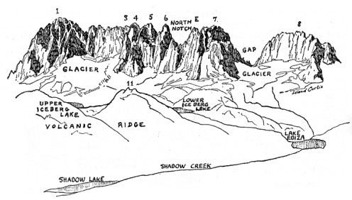Sketch 9. East Face of the Minarets from Shadow Creek.