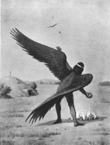 The Giant Ke'-lok hurling hot Rocks at Wek'-wek
