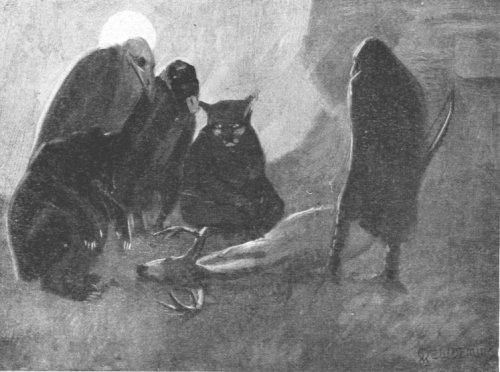 Kah'-kool the Raven-Hunter bringing in his first Deer.
''He-le'-jah said it was a Deer and was good to eat.''