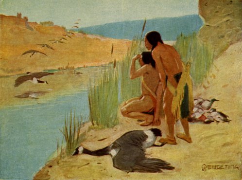 The Orphan Boys killing Ducks and Geese by the River.
''For a month they hunted birds and ate them''