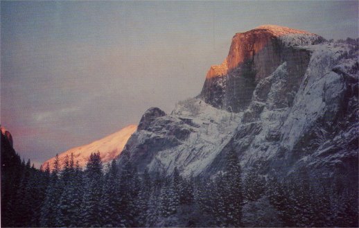 Half Dome in winter sunset