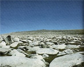 Boulder-strewn upland surface