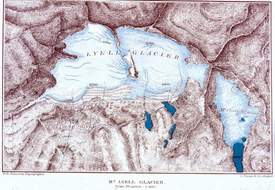 Lyell and Maclure Glaciers mapped in 1883