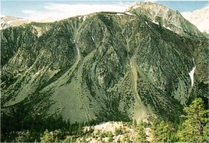 Avalanche chutes and talus cones