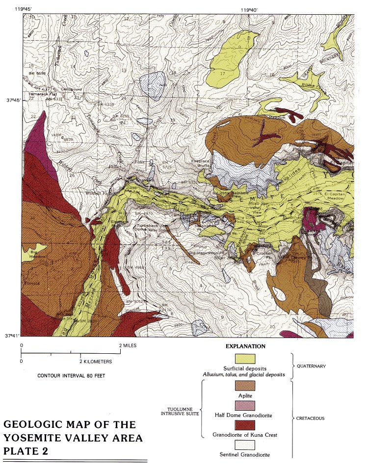 Geologic Map of the Yosemite Valley Area (western half)