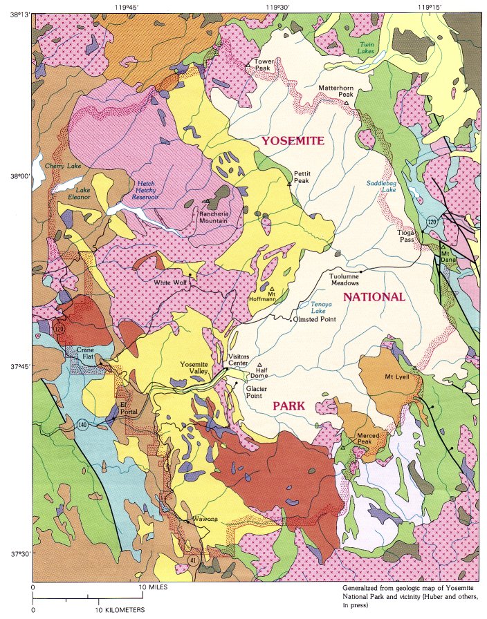 Geologic Map of Yosemite National Park and vicinity
