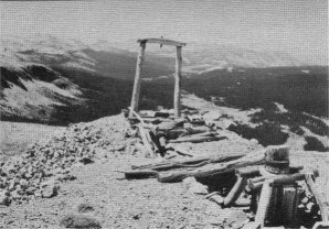 A GALLOWS FRAME OVERLOOKS TUOLUMNE MEADOWS