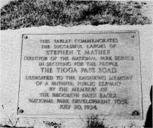 MATHER PLAQUE, TIOGA PASS