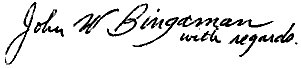 John W. Bingaman signature.