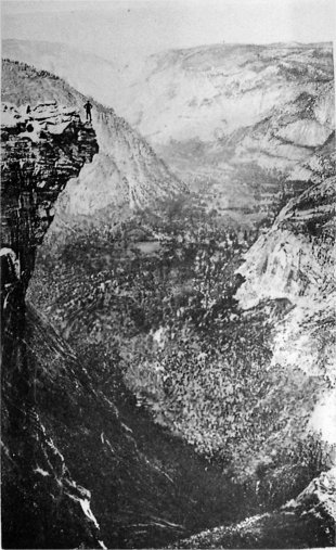 The Half or South Dome—Tis-sa-ack. A precipice of 5,000 Feet, with Geo. Anderson Standing on it.