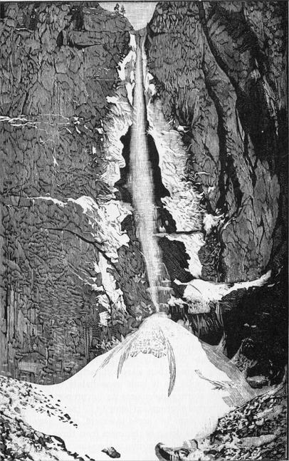 Ice cone of 50 feet, beneath the Upper Yo Semite Fall.