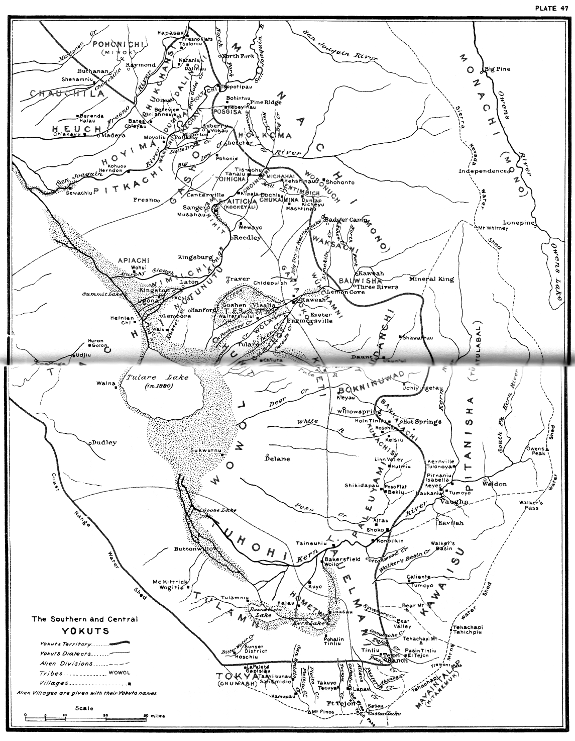 Plate 47: The Southern and Central Yokuts (map)