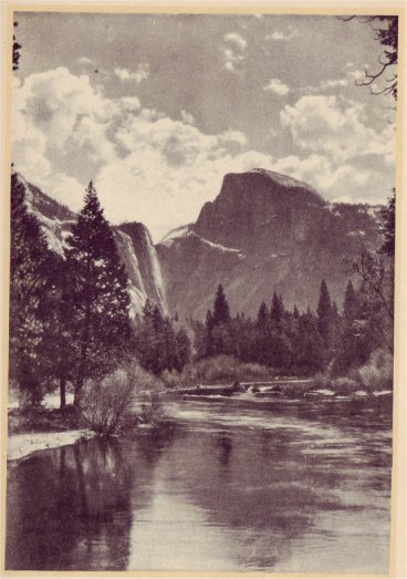 Half Dome, 8,852 feet high, towering almost 5,000 feet above Yosemite Valley, like a fragment of stupendous statuary. PHOTO BY BEST STUDIO