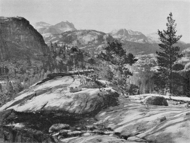 The domes of the Merced Canyon—like those elsewhere in Yosemite—owe their smoothly rounded forms to long-continued exfoliation. many successive shells having been cast off from their bodies in the course of time. By G. J. Young