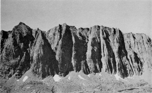 Postglacial weathering and avalanche sculpture along zones of shearing. East face of Mount Hitchcock. By Franois Matthes