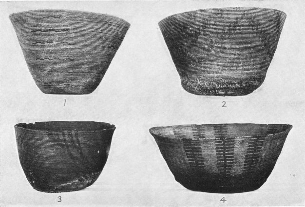 Coiled cooking baskets of three-rod technique.