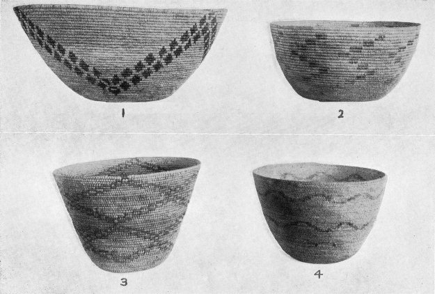 Coiled baskets of three-rod technique.