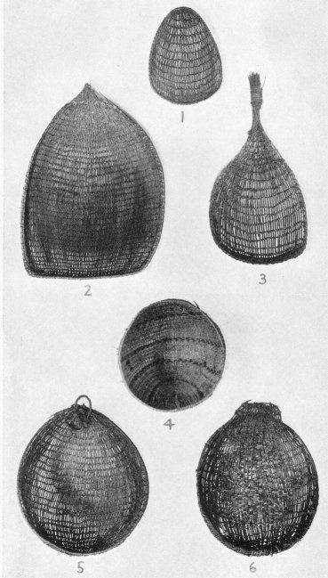 Openwork baskets of plain twined technique.