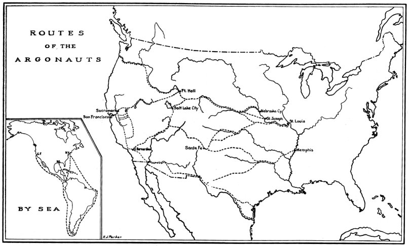 Map: Routes of the Argonauts (to California and the West)