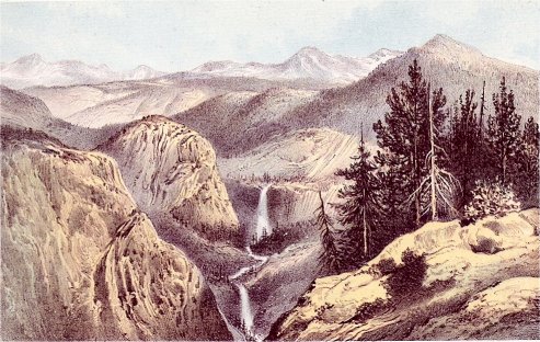 View from Glacier Point. Looking towards the Vernal & Nevada Water Falls)