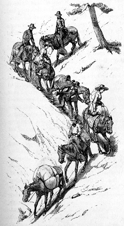 DESCENDING THE MOUNTAIN TO THE YO-SEMITE VALLEY.