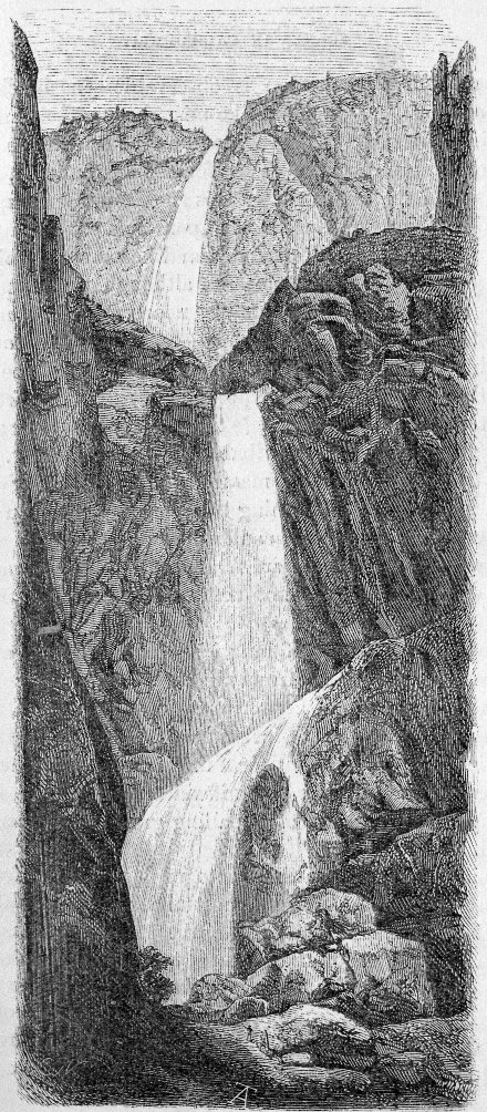 NEAR VIEW OF THE YO-SEMITE FALLS.—2,550 FEET IN HEIGHT. From a Photograph by C. L. Weed.