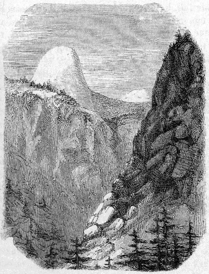 THE SOUTH DOME AS SEEN FROM THE CAÑON OF THE SOUTH FORK. From a Photograph by C. L. Weed.