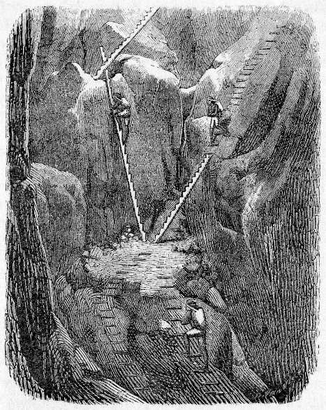 TENATEROS CARRYING THE ORE FROM THE MINE.