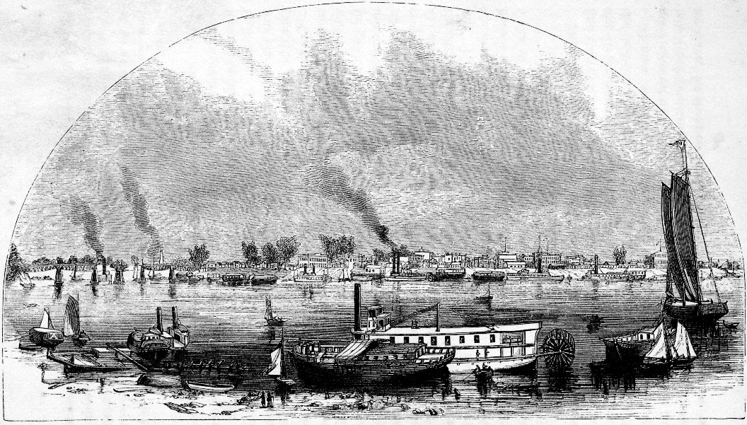 THE LEVEE AT SACRAMENTO CITY, FROM WASHINGTON, YOLO COUNTY.