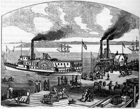BOATS LEAVING THE WHARF—THE ANTELOPE FOR SACRAMENTO, AND THE BRAGDON FOR STOCKTON.