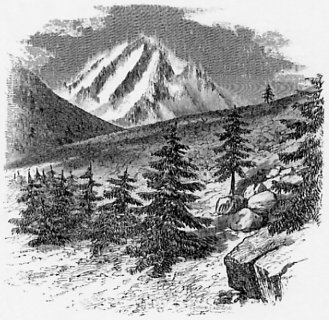 Fig.
18. MOUNT BREWER, FROM A POINT THREE MILES DISTANT, LOOKING EAST.