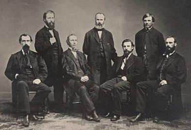 Portrait of California Geological Survey: Chester Averill, William Gabb,
William Ashburner, Josiah Whitney, Charles F. Hoffmann, Clarence King, and William H. Brewer