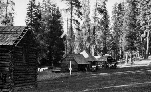 Aspen Valley Resort, 1931. Homestead Cabin, at left, now at Pioneer Yosemite History Center, Wawona