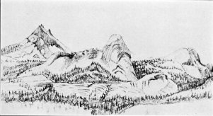 Cathedral Peak and Fairview Dome, from Tuolumne Meadows