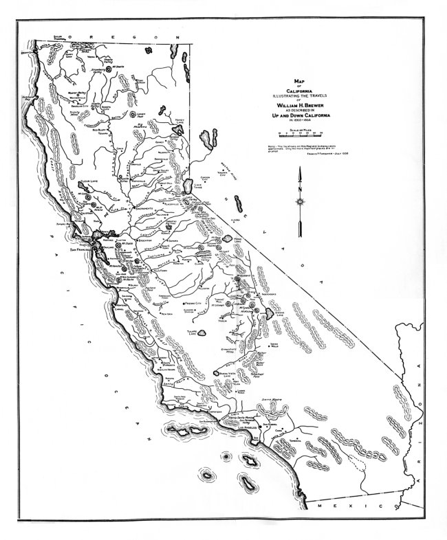 Map of California illustrating the travels